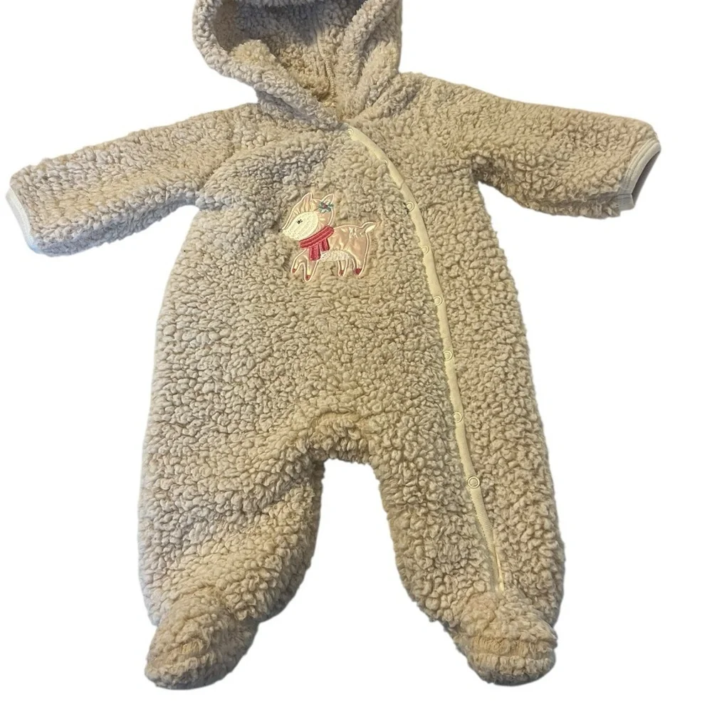 Minibean Baby Sherpa Fleece Hooded Bunting One-Piece | 3–6 Months | Lightweight